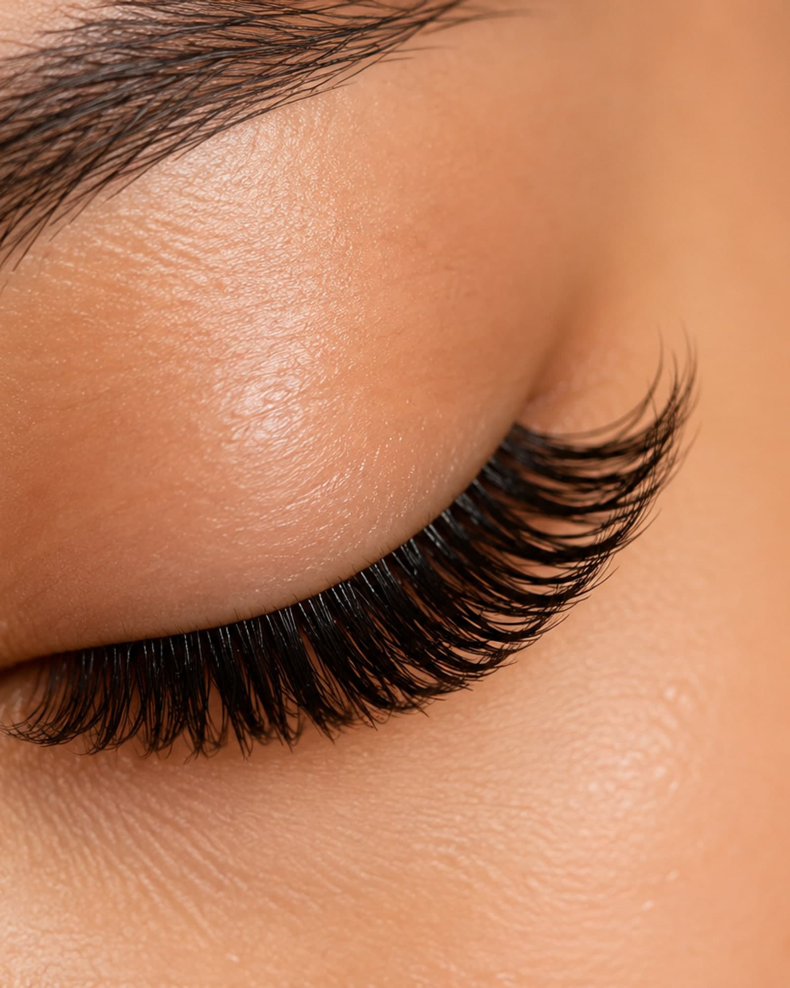 Soft, warm-toned still life representing lash extension treatments